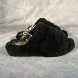UGG Women's Fluffita Platform Sheepskin Slipper Slides Shoes  w/ Strap Size 9
